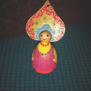 Vintage Russian Kokoshnik wooden doll